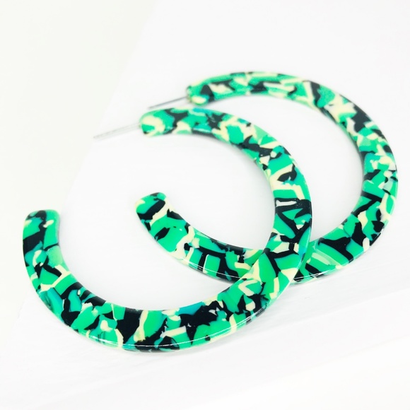 Hoop Earrings in Turquoise - Picture 3 of 7